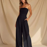Elegant Strapless Wide-Leg Jumpsuit