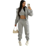 Three-Piece Loungewear Set with Cropped Hoodie, Bralette and Joggers