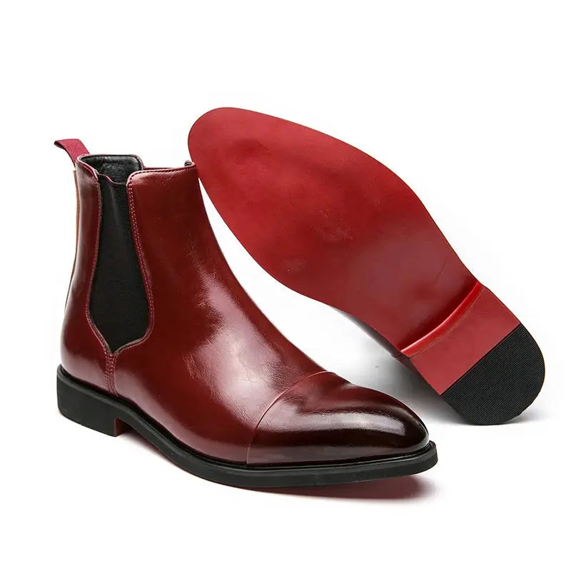 Men's Black Polished Chelsea Boots – Classic Slip-On Ankle Boots with Elastic Side Panels