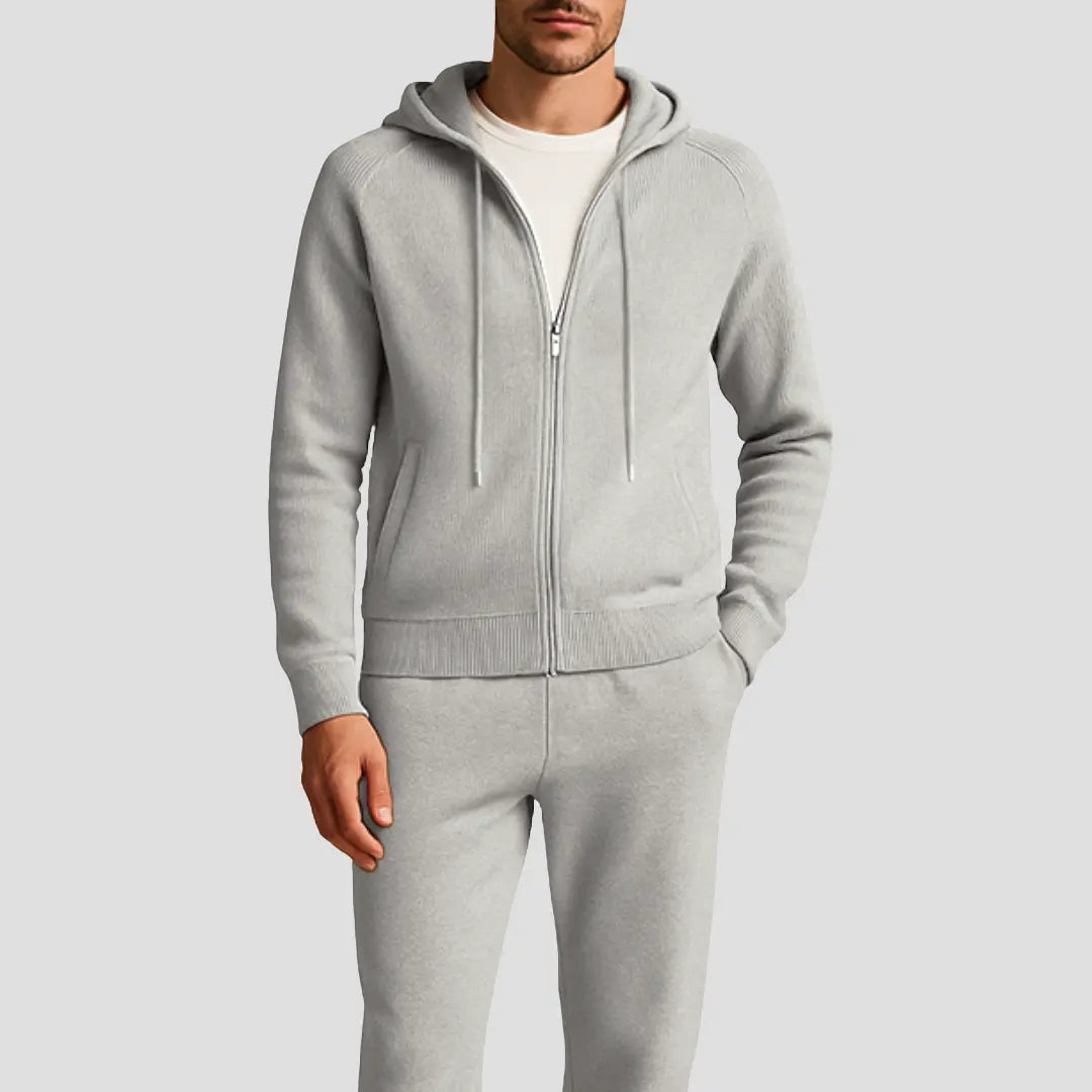 Orizelle | Men's Loungewear Set Wool Zipped Hoodie Jogger Pants