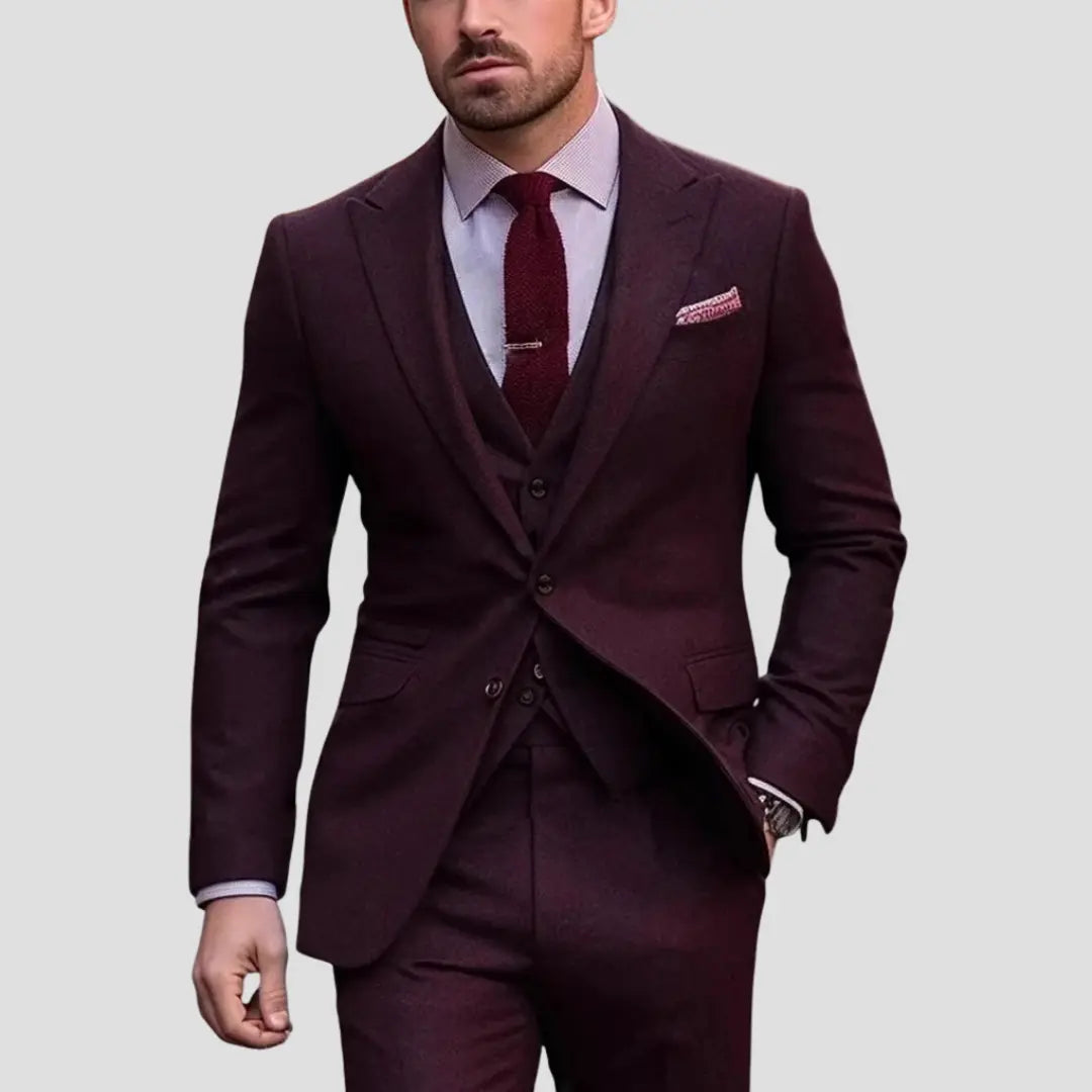 Orizelle | Men's Three-Piece Suit Tailored Slim Fit Blend for Weddings and Groomsmen