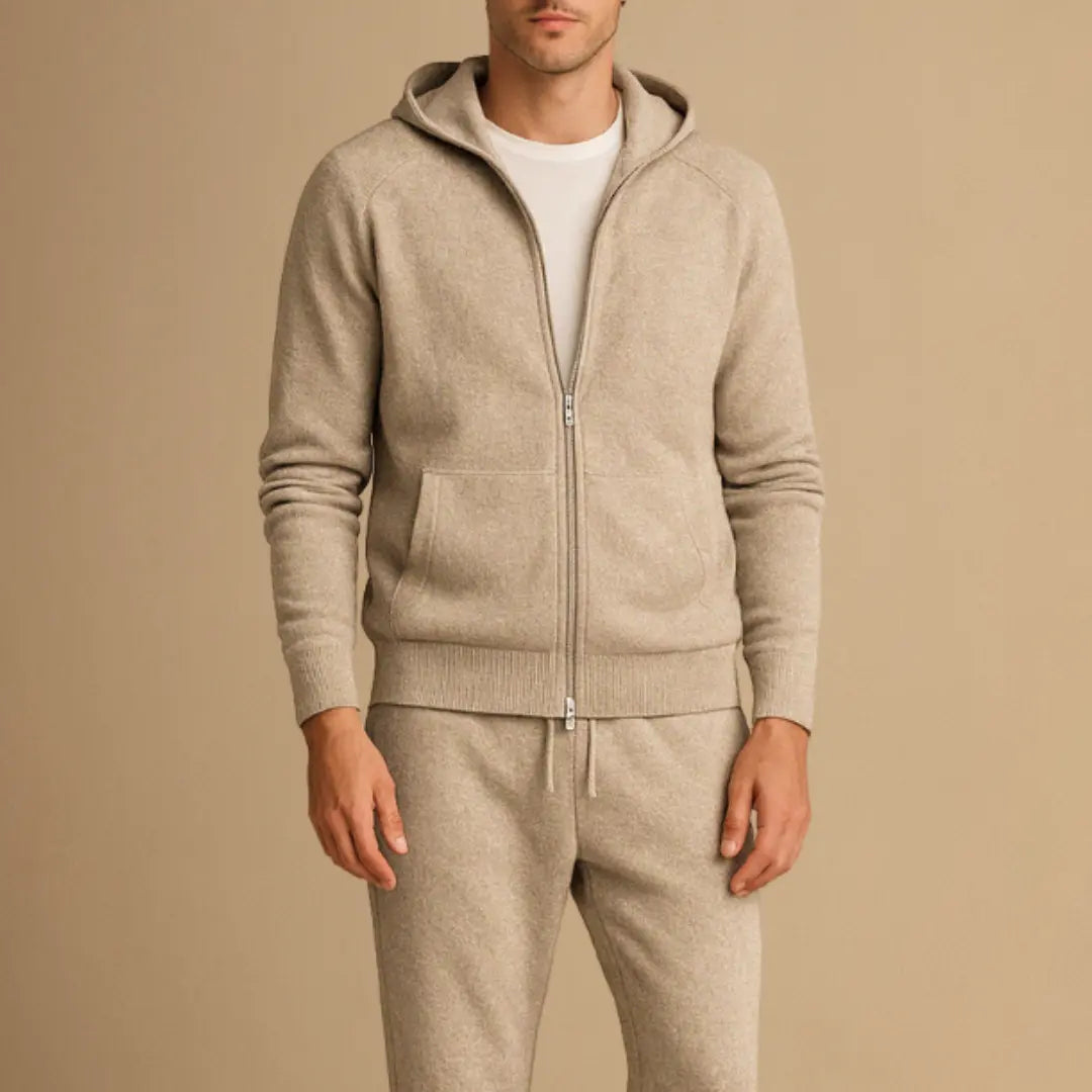 Orizelle | Men's Tracksuit Set Knit Zip-Up Hoodie and Jogger Pants