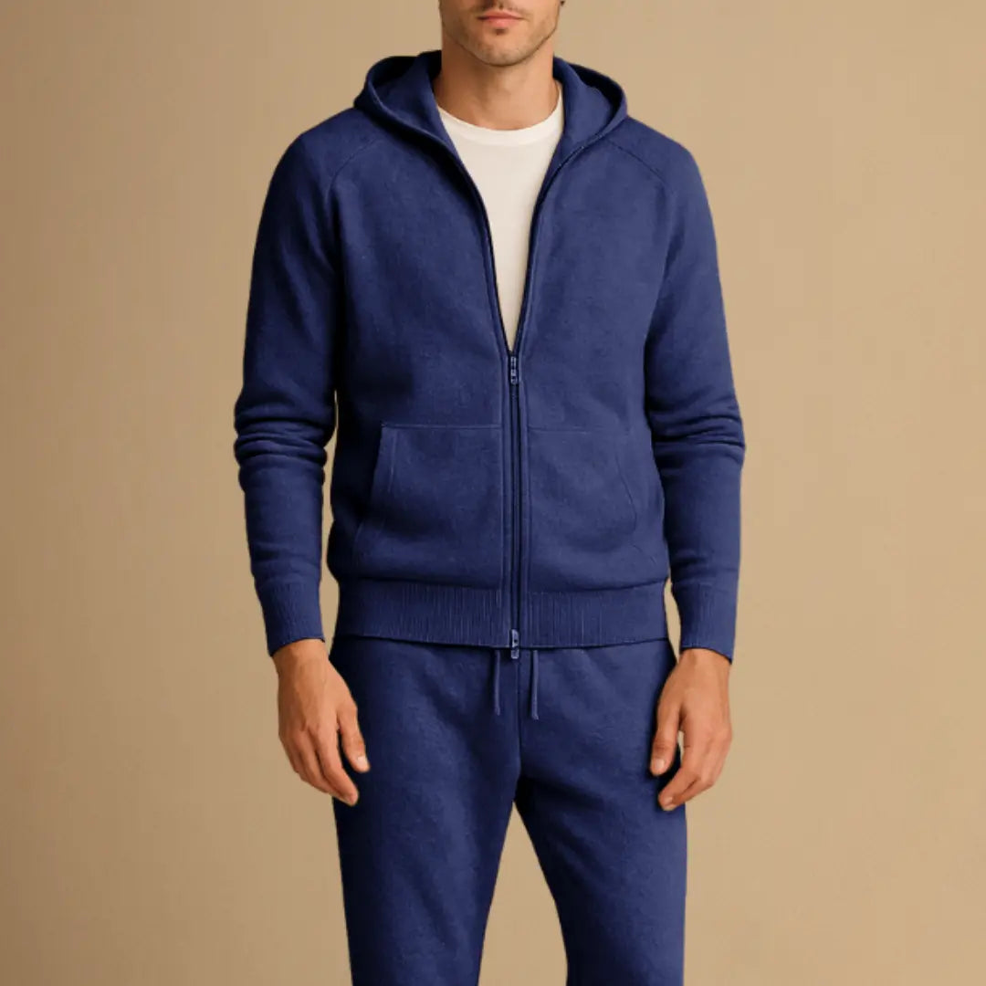 Orizelle | Men's Tracksuit Set Knit Zip-Up Hoodie and Jogger Pants