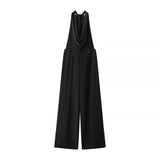 Halter Neck Wide Leg Jumpsuit Elegant Draped Style