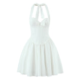 Women Elegant Halter Mini Dress Open Back Summer Dress