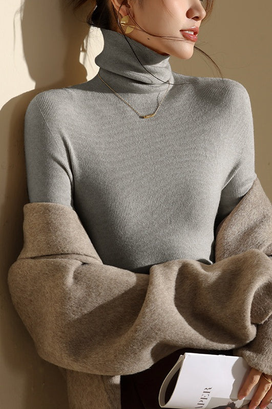 High Neck Slim Fit Knit Top – Seamless Warm Layer