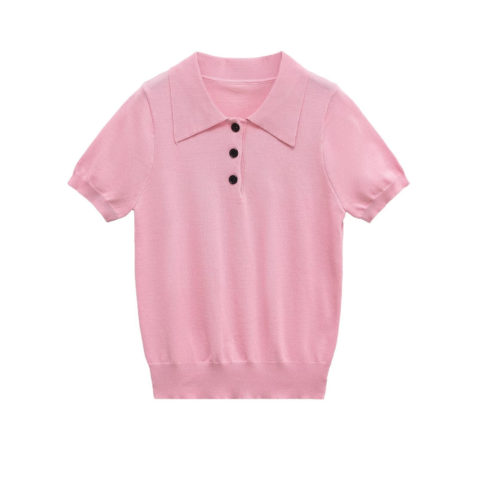 Classic Short Sleeve Knit Polo Shirt for Women