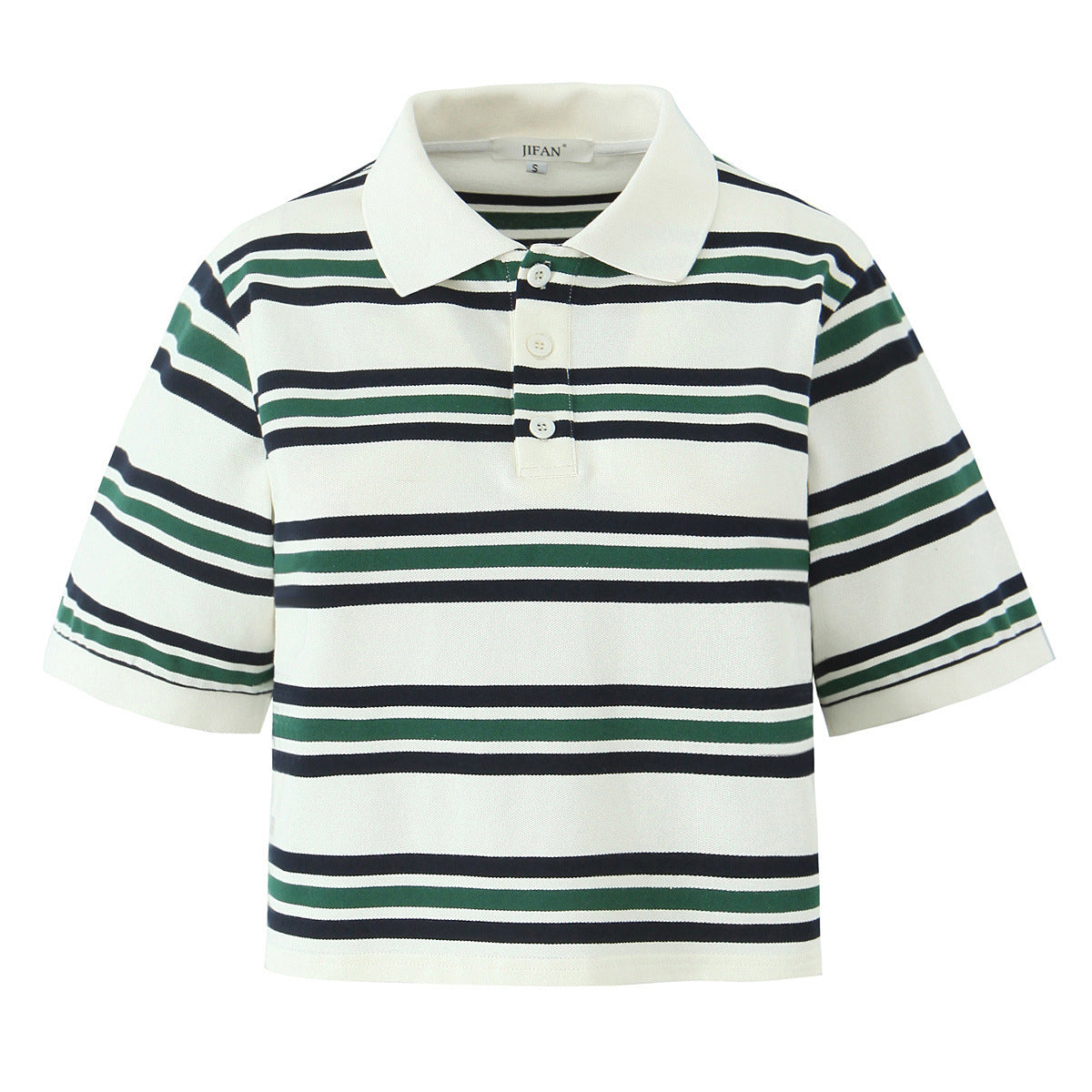 Retro Striped Short Sleeve Women Polo Shirt
