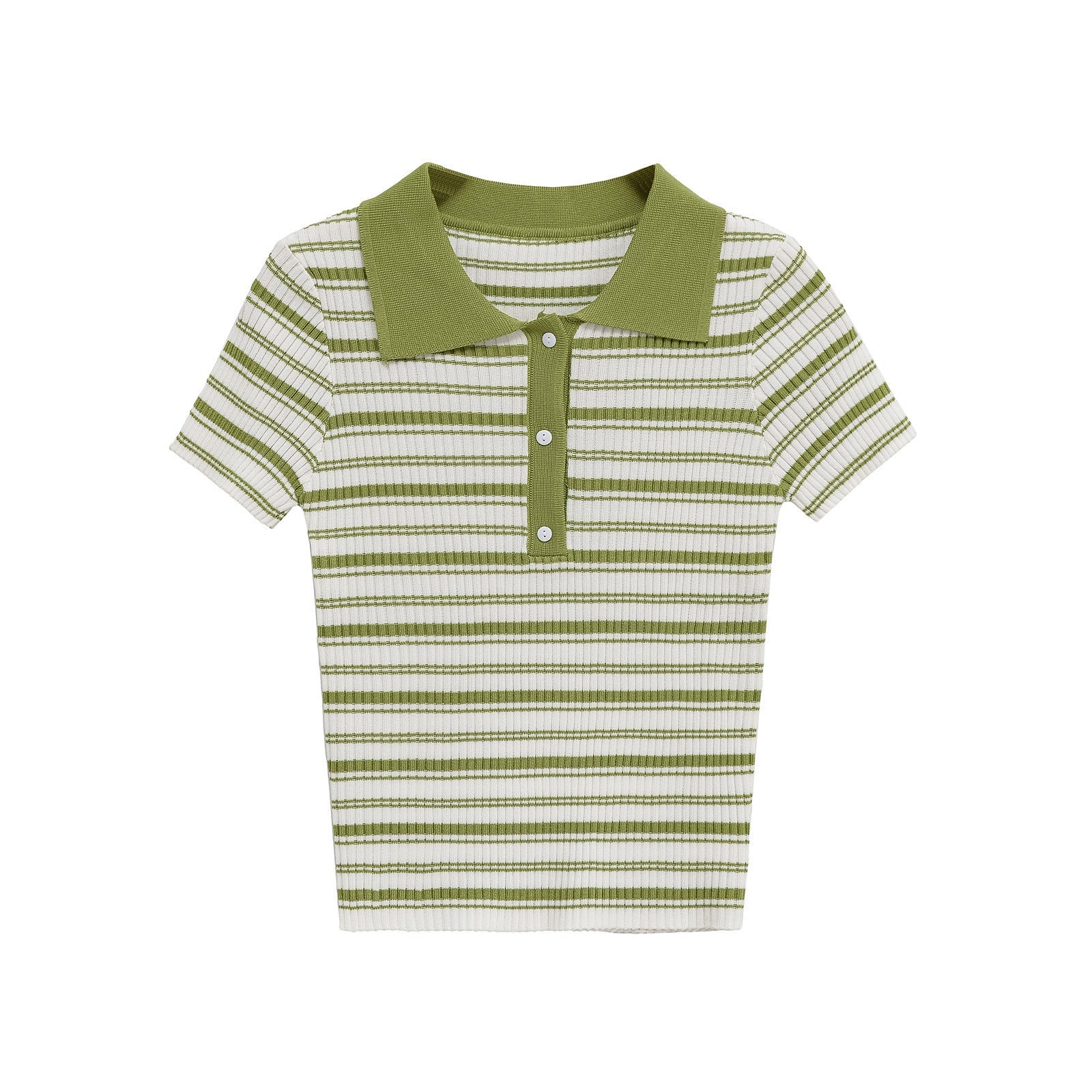 Slim Fit Striped Short Sleeve Women Polo Shirt