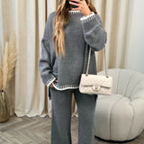 Contrast Trim Knit Two-Piece Lounge Set