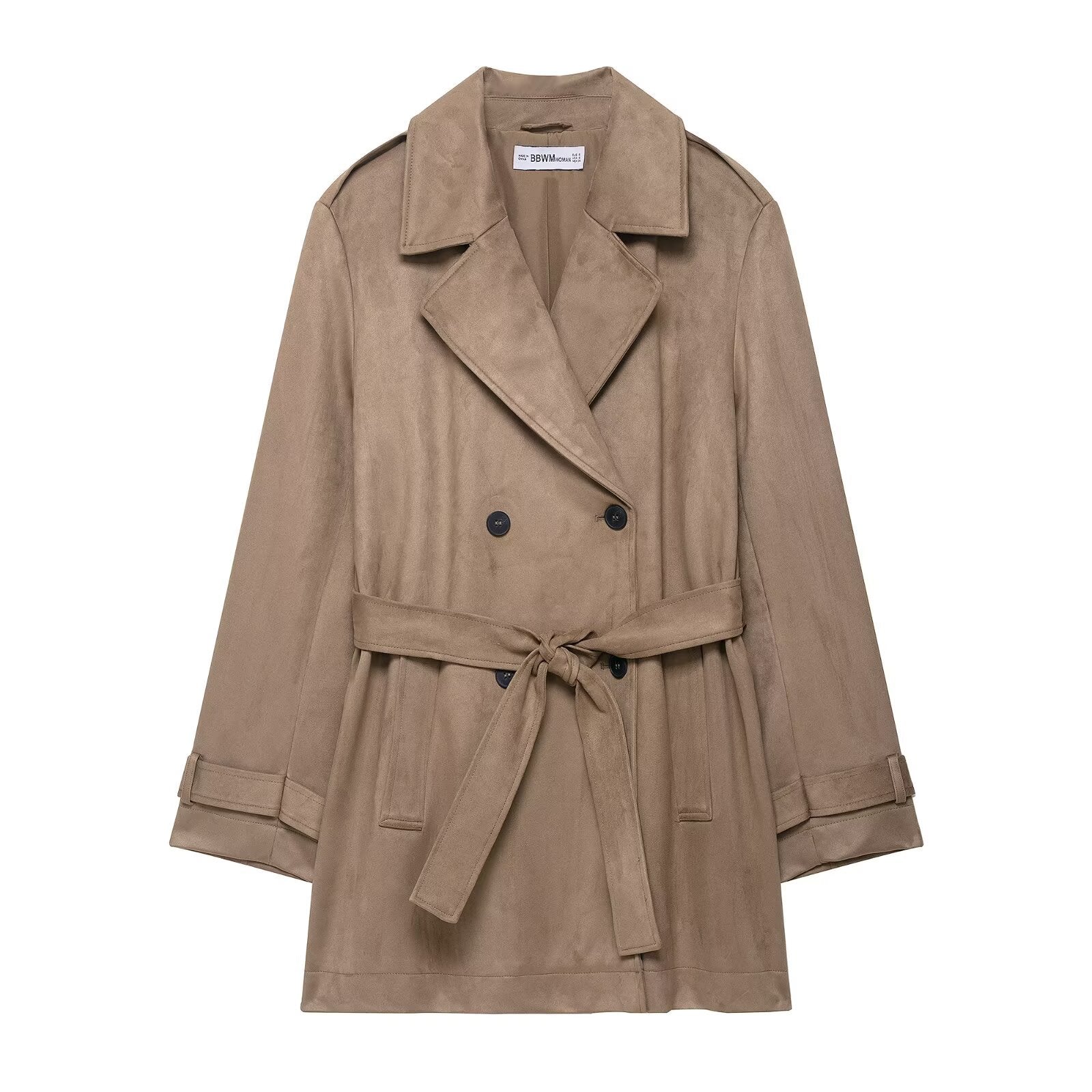 Belted Classic Trench Coat with Double Breasted Design