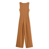 Sleeveless Tailored Wide Leg Jumpsuit Elegant Style