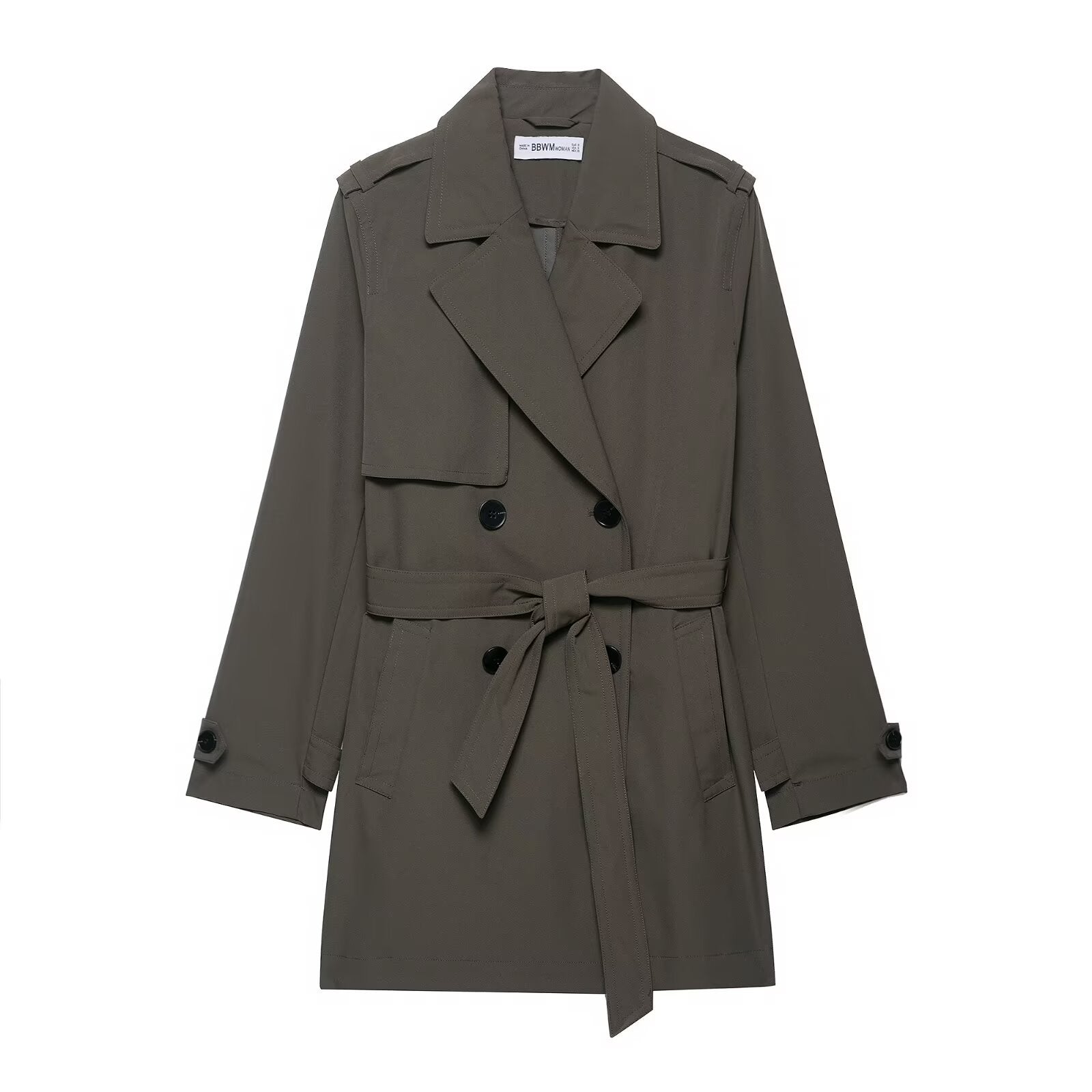 Belted Double Breasted Trench Coat with Tailored Fit