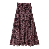 Boho Floral Maxi Skirt Flowy High Waist Beach Style