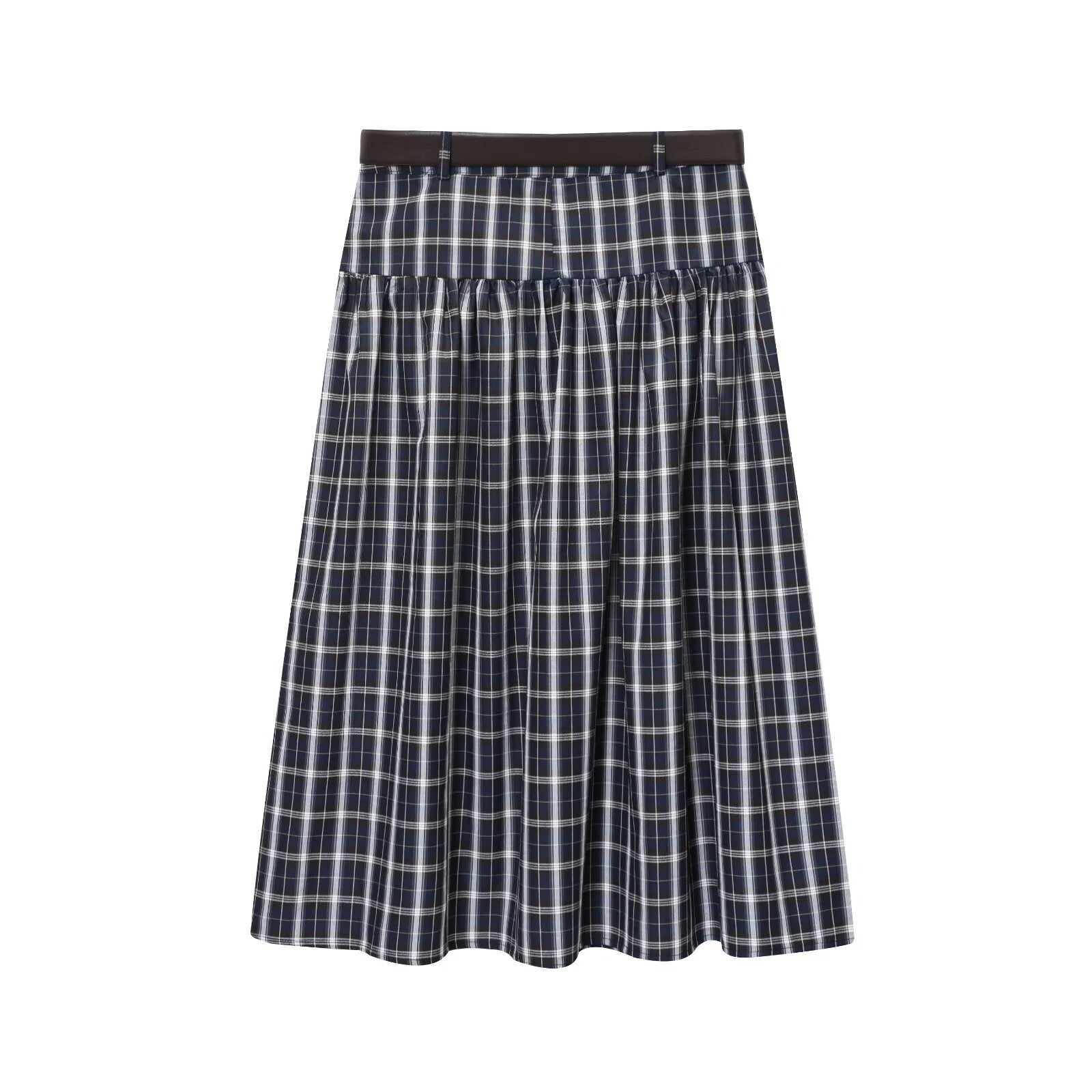 Classic Plaid Midi Skirt High Waist A Line Style