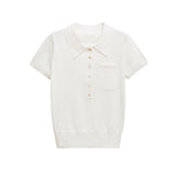 Classic Short Sleeve Button Polo Shirt for Women