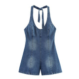 Denim V Neck Sleeveless Mini Dress