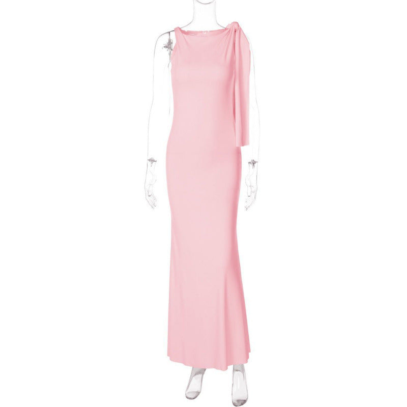 Elegant Bow Shoulder Maxi Dress