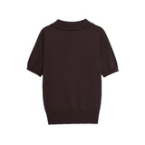 Women Short Sleeve Knit Polo Top Casual Slim Fit