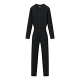 Zip Front Slim Fit Jumpsuit Long Sleeve