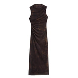Ruched Velvet Maxi Dress Sleeveless Evening Dress