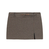 Cable Knit Sweater and Plaid Mini Skirt Elegant Outfit
