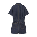 Denim Short Sleeve Belted Utility Playsuit