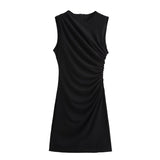 Asymmetric Ruched Mini Dress with One Shoulder Design