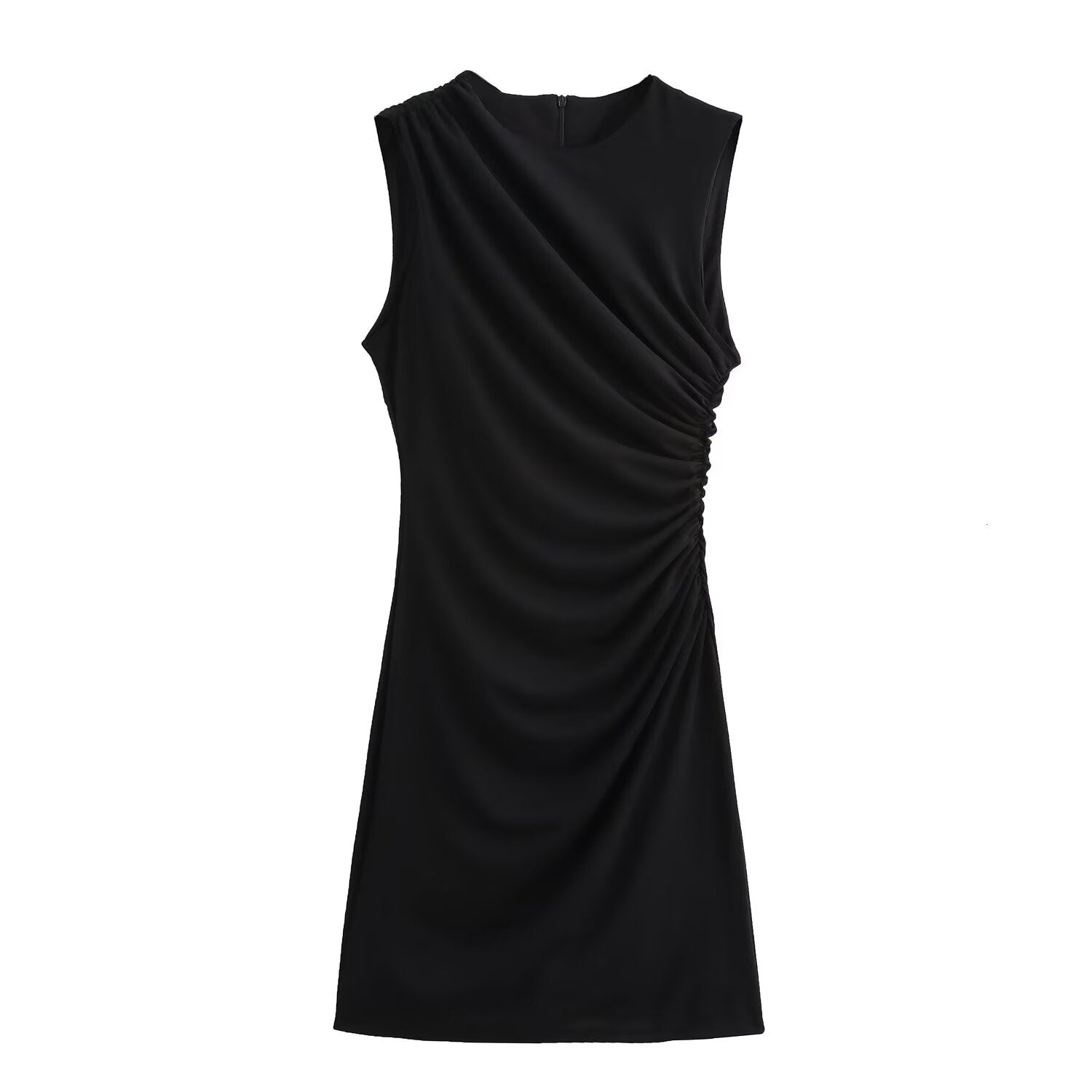 Asymmetric Ruched Mini Dress with One Shoulder Design