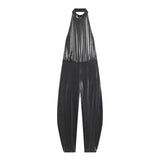 Metallic Halter Neck Statement Jumpsuit