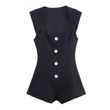 Sleeveless Button Front Tailored Mini Dress