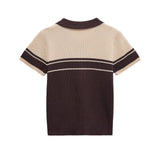 Women Contrast Trim Knit Polo Top Slim Fit