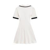 V Neck Short Sleeve Mini Dress with Contrast Trim
