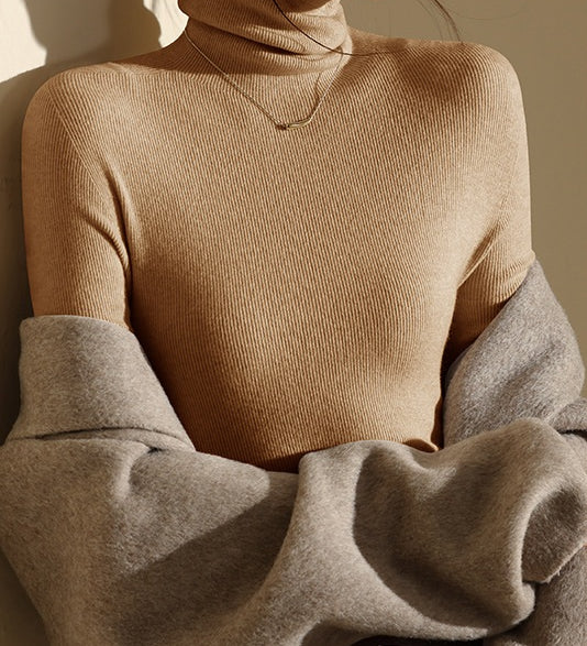 High Neck Slim Fit Knit Top – Seamless Warm Layer