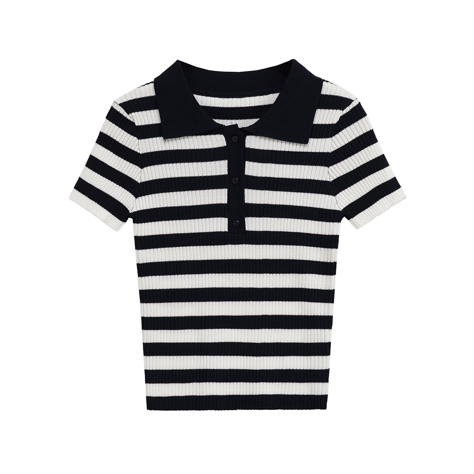 Slim Fit Striped Short Sleeve Women Polo Shirt