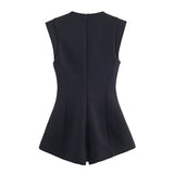 Sleeveless Button Front Tailored Mini Dress