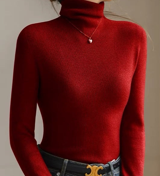High Neck Slim Fit Knit Top – Seamless Warm Layer
