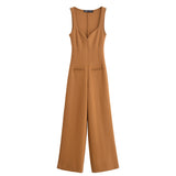 Sleeveless Tailored Wide Leg Jumpsuit Elegant Style
