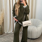 Contrast Trim Knit Two-Piece Lounge Set