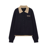 Women Collared Knit Sweater Casual Elegant Pullover