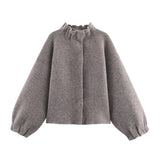 Ruffle Neck Sweater and Flared Mini Skirt Set
