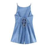 Denim Sleeveless Square Neck Playsuit