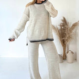 Contrast Trim Knit Two-Piece Lounge Set