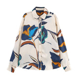 Printed Button Up Blouse with Classic Collar