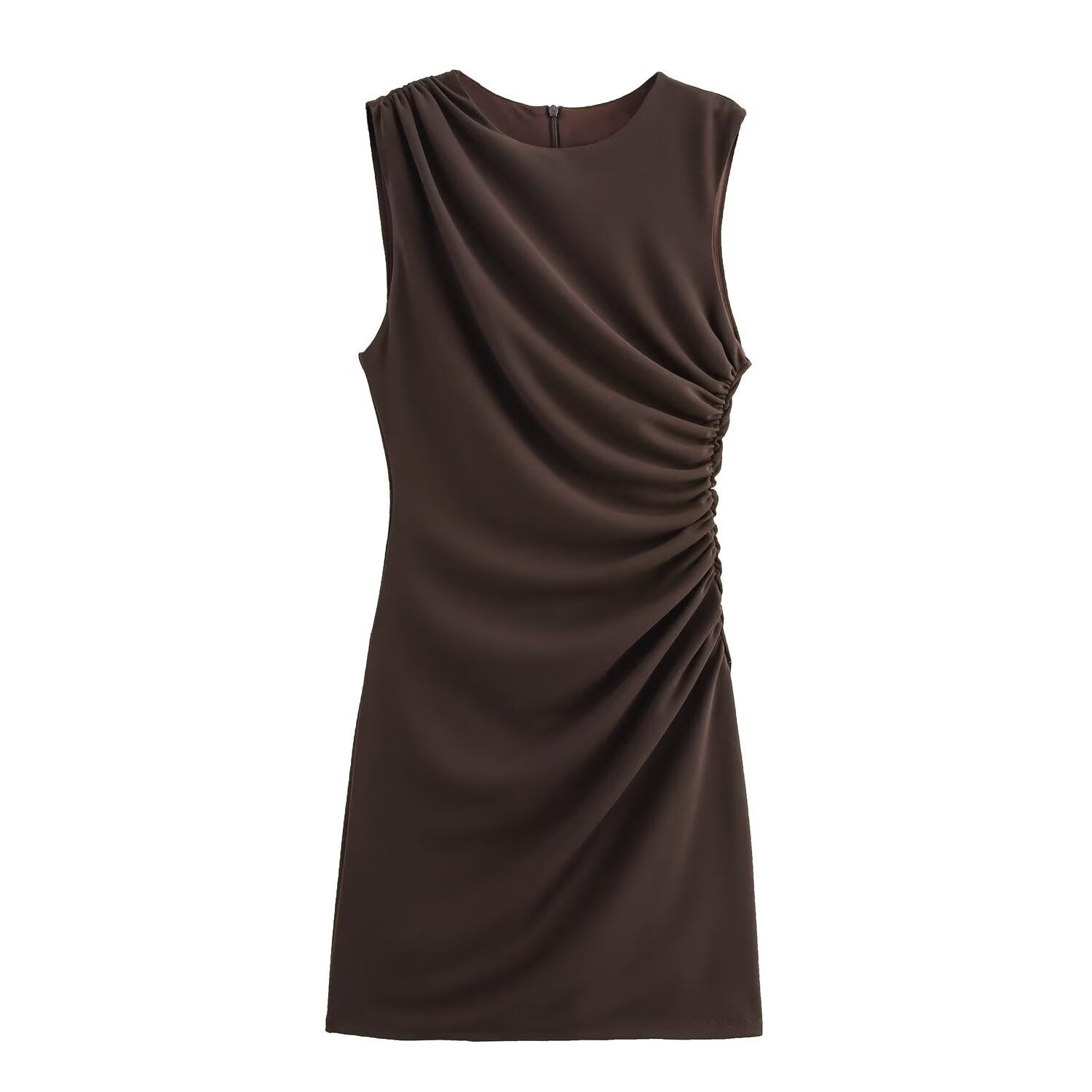 Asymmetric Ruched Mini Dress with One Shoulder Design