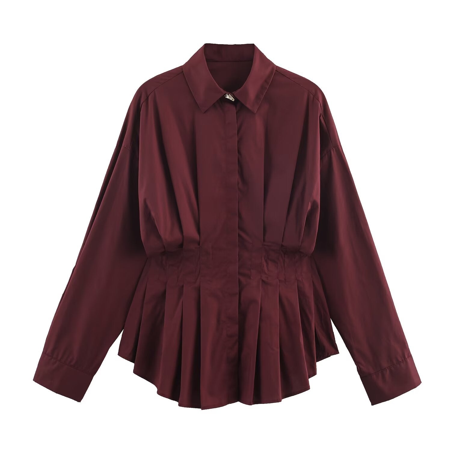 Peplum Button Up Shirt with Structured Collar