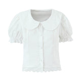Peter Pan Collar Blouse and Pleated Mini Skirt Elegant Outfit
