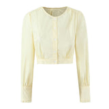 Cropped Long Sleeve Knit Top with Minimalist Design