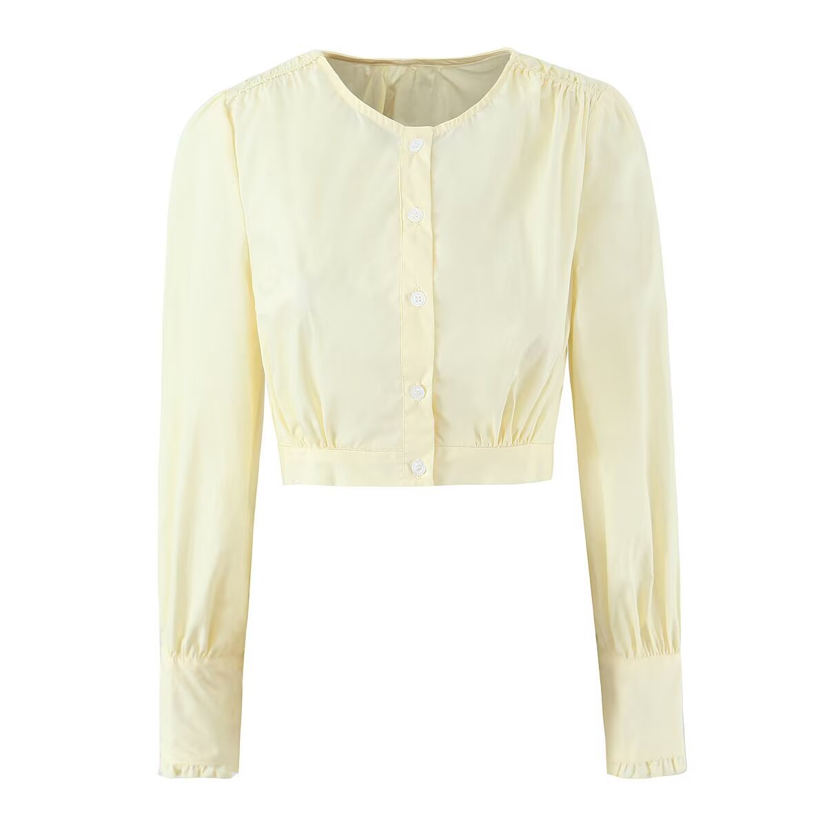 Cropped Long Sleeve Knit Top with Minimalist Design