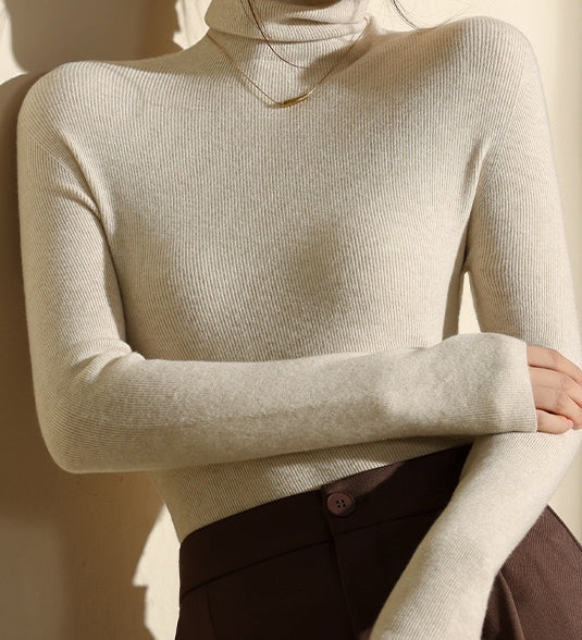 High Neck Slim Fit Knit Top – Seamless Warm Layer